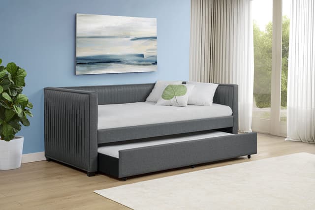 Brodie Upholstered Twin Daybed with Trundle Grey — photo 2