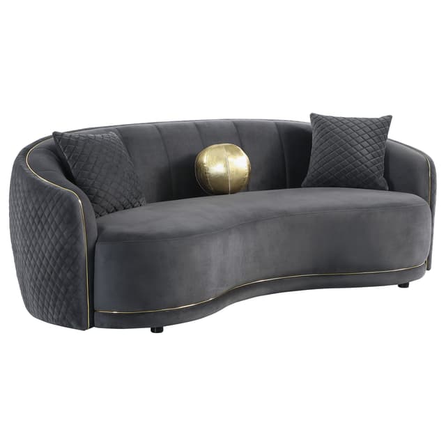 Brookside 2-piece Velvet Upholstered Sofa Set Dark Grey — photo 3