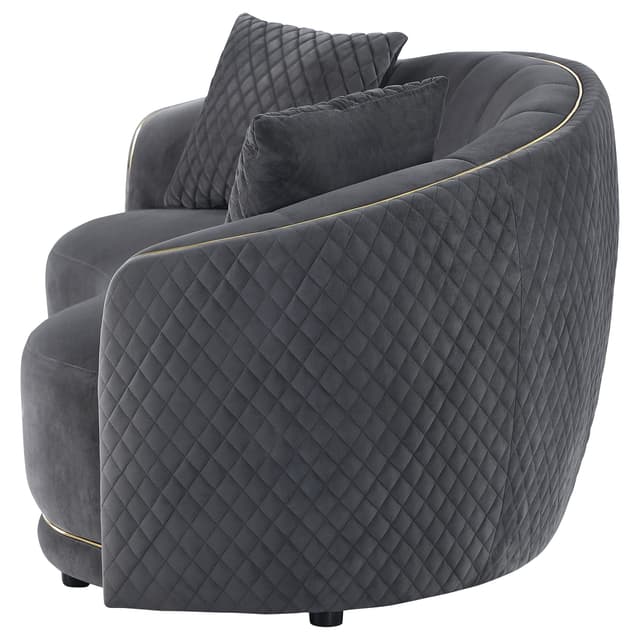 Brookside Velvet Upholstered Curved Loveseat Dark Grey — photo 5