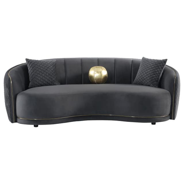 Brookside Velvet Upholstered Curved Sofa Dark Grey — photo 3