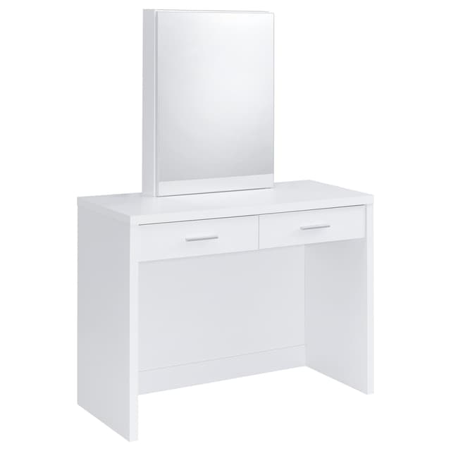 Bunbury Makeup Vanity Table Set Storage Mirror and Stool White — photo 4