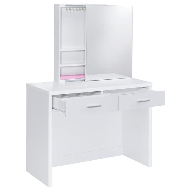 Bunbury Makeup Vanity Table Set Storage Mirror and Stool White — photo 5