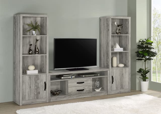 Burke 3-piece 59-inch TV Entertainment Center Grey Driftwood — photo 2