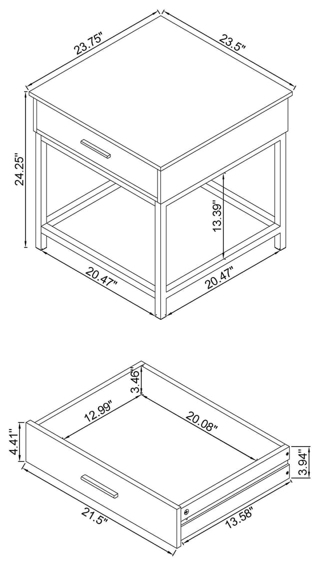 Byers 1-drawer Square Engineered Wood End Table Brown Oak — photo 3