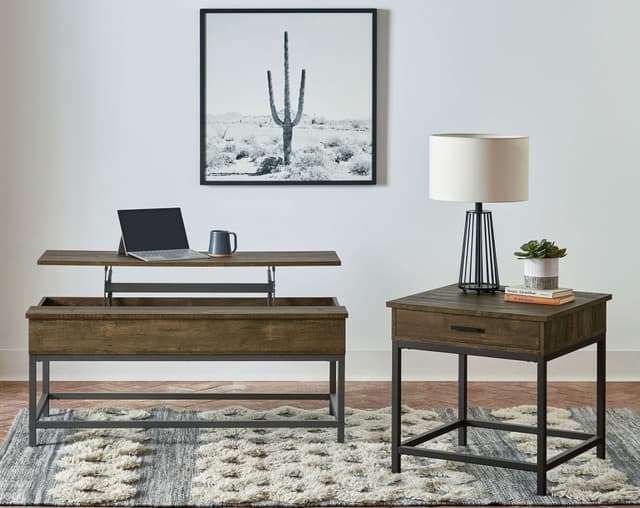 Byers Engineered Wood Lift Top Coffee Table Brown Oak — photo 4