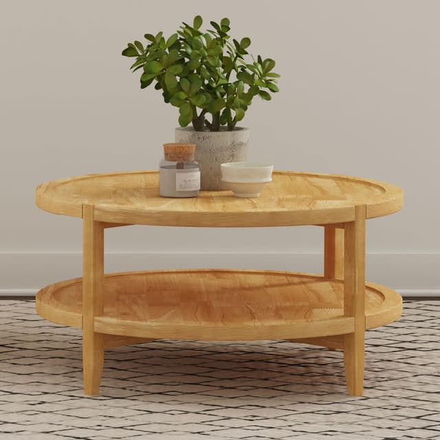 Camillo Round Solid Wood Coffee Table Maple Brown — photo 2