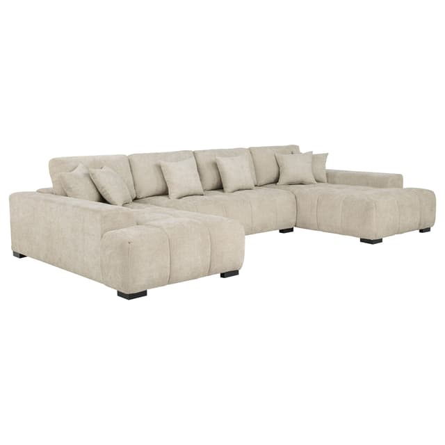 Cannella U-Shaped Double Chaise Upholstered Sectional Sofa Beige — photo 2