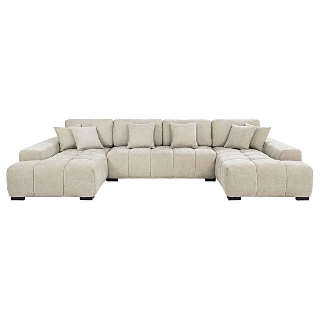 Cannella U-Shaped Double Chaise Upholstered Sectional Sofa Beige — photo 3
