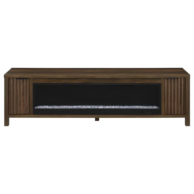 Carey 79-inch TV Stand Fireplace Media Console Dark Pine — photo 4