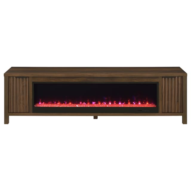 Carey 79-inch TV Stand Fireplace Media Console Dark Pine — photo 5