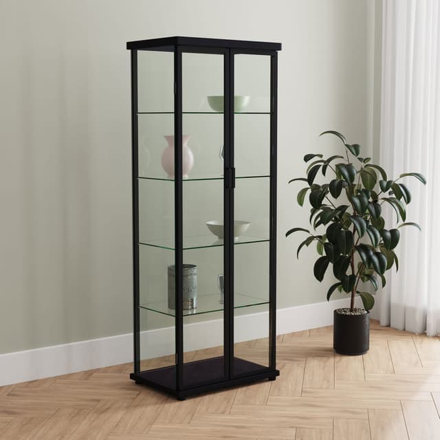 Carrillo LED 4-Shelf Glass Curio Display Cabinet Black — photo 2