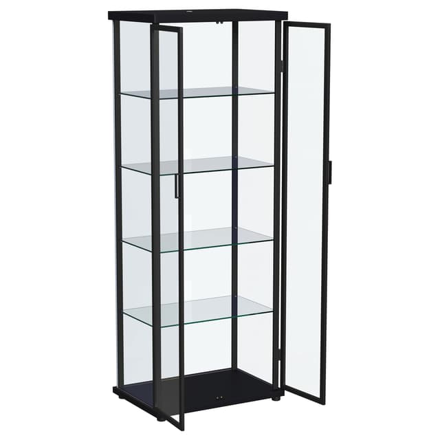 Carrillo LED 4-Shelf Glass Curio Display Cabinet Black — photo 5