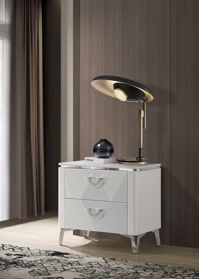 Cassia 2-drawer Nightstand Bedside Table White High Gloss — photo 2