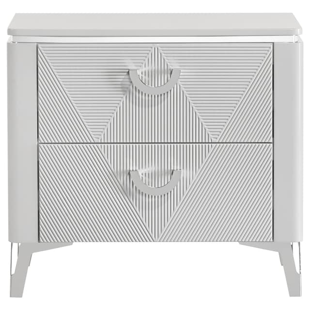 Cassia 2-drawer Nightstand Bedside Table White High Gloss — photo 3
