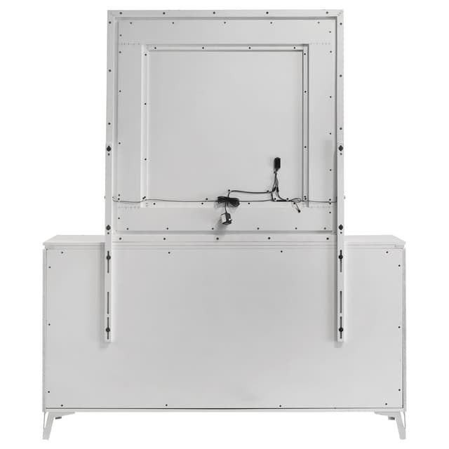 Cassia 6-drawer Dresser Cabinet with Mirror White High Gloss — photo 5
