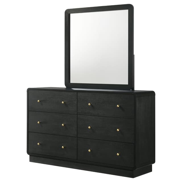 Cavelle 6-drawer Dresser and Mirror Black — photo 4