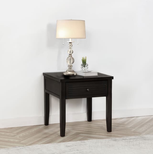Concord 1-drawer Square End Table Distressed Java — photo 2