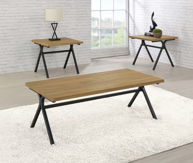 Colmar 3-piece Engineered Wood Coffee Table Set Golden Oak — photo 1