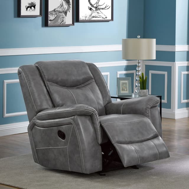Conrad Upholstered Padded Arm Glider Recliner Grey — photo 3