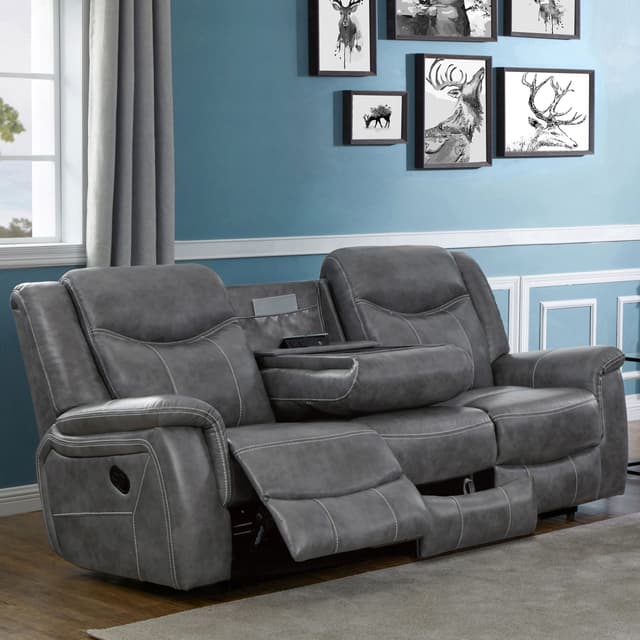 Conrad Upholstered Padded Arm Motion Sofa Grey — photo 2
