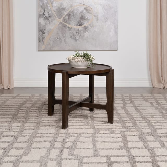Cota Round Solid Wood End Table Dark Brown — photo 2