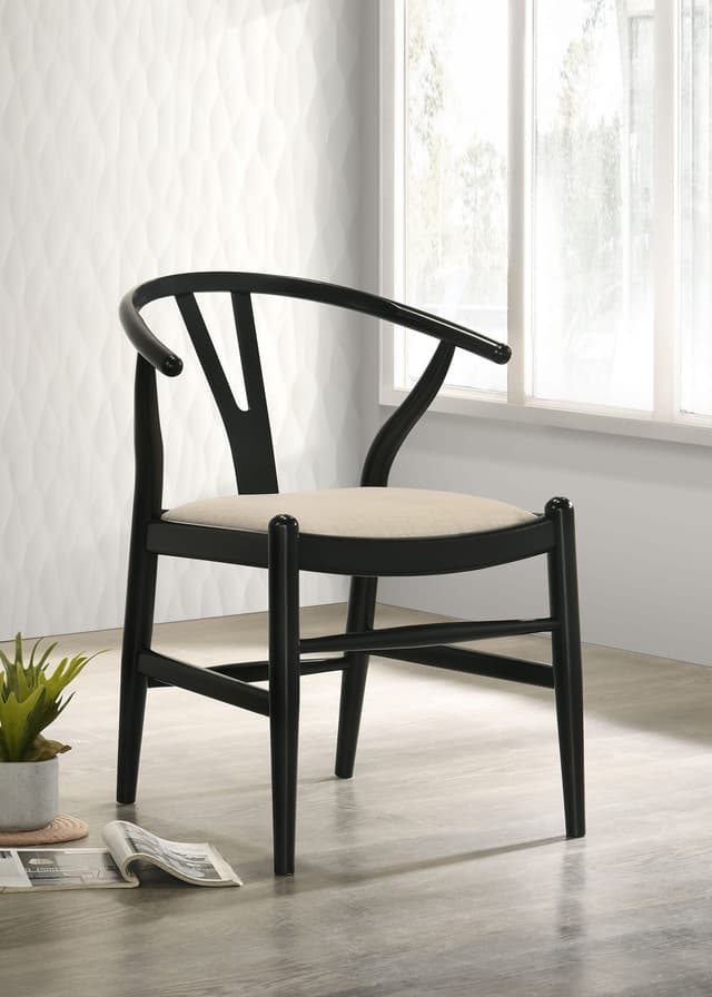 Crestmont Wood Wishbone Dining Side Chair Black (Set of 2) — photo 2