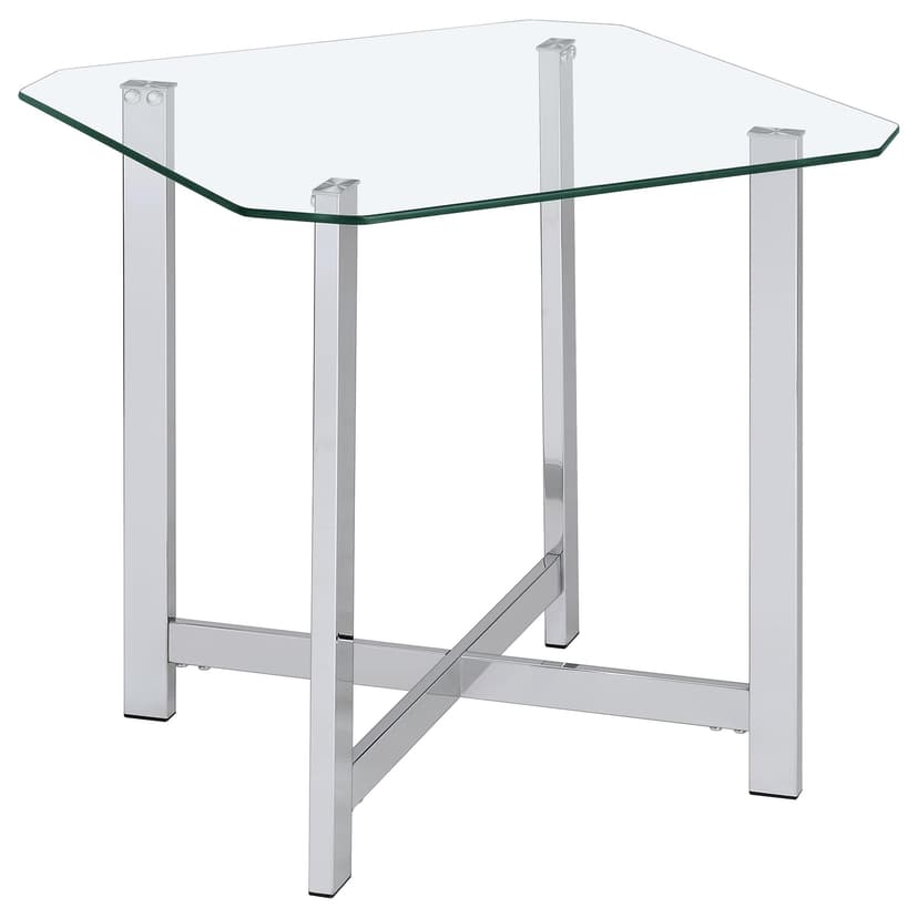 Cronin Square Tempered Glass Top Side End Table Chrome