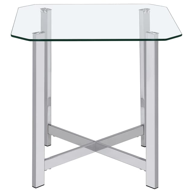 Cronin Square Tempered Glass Top Side End Table Chrome — photo 3