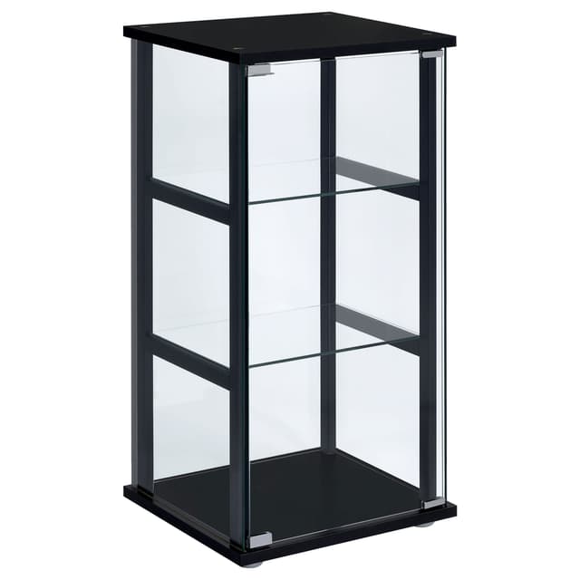 Cyclamen 3-shelf Clear Glass Curio Display Cabinet Black — photo 1