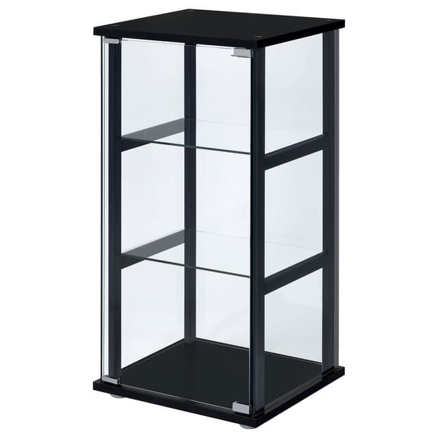Cyclamen 3-shelf Clear Glass Curio Display Cabinet Black — photo 4
