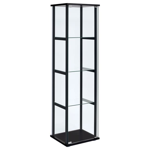 Cyclamen 4-shelf Clear Glass Curio Display Cabinet Black — photo 1