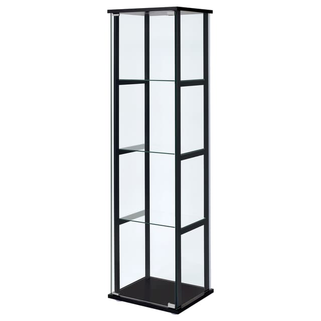 Cyclamen 4-shelf Clear Glass Curio Display Cabinet Black — photo 4