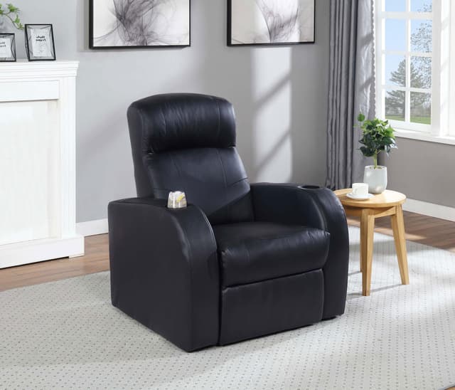 Cyrus Upholstered Track Arm Recliner Black — photo 2