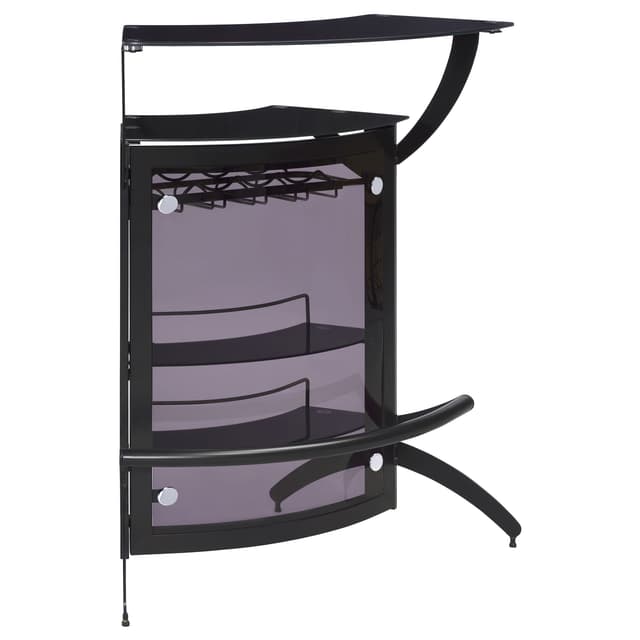 Dallas Curved Freestanding Home Bar Cabinet with Storage Black — photo 1