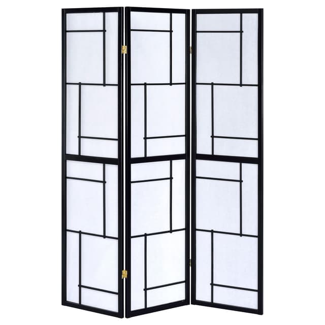 Damis 3-Panel Room Divider Folding Shoji Screen Black — photo 3
