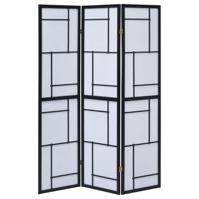 Damis 3-Panel Room Divider Folding Shoji Screen Black — photo 4