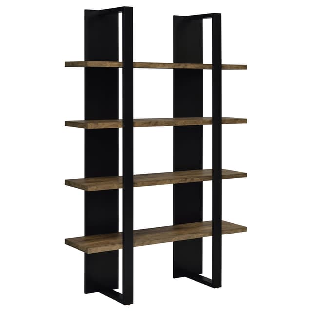 Danbrook 71-inch 4-shelf Bookshelf Black and Aged Walnut — photo 1
