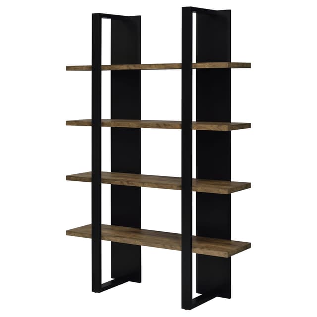Danbrook 71-inch 4-shelf Bookshelf Black and Aged Walnut — photo 4