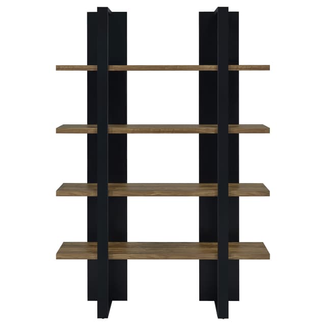 Danbrook 71-inch 4-shelf Bookshelf Black and Aged Walnut — photo 3