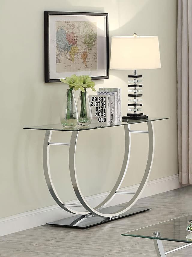 Danville U-shaped Glass Top Entryway Console Table Chrome — photo 2