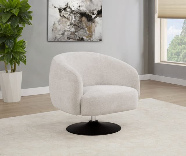 Dave Upholstered Barrel Back Swivel Club Chair Beige — photo 2