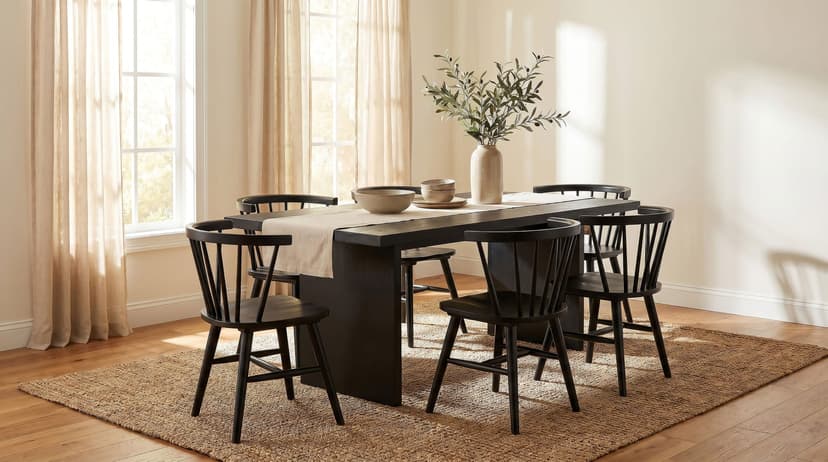 Decker Dining Set with Open Back Windsor Chairs