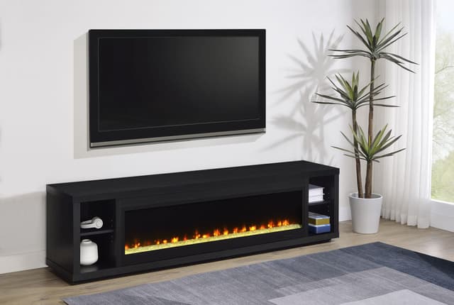 Deiter 79-inch TV Stand Fireplace Media Console Black — photo 2