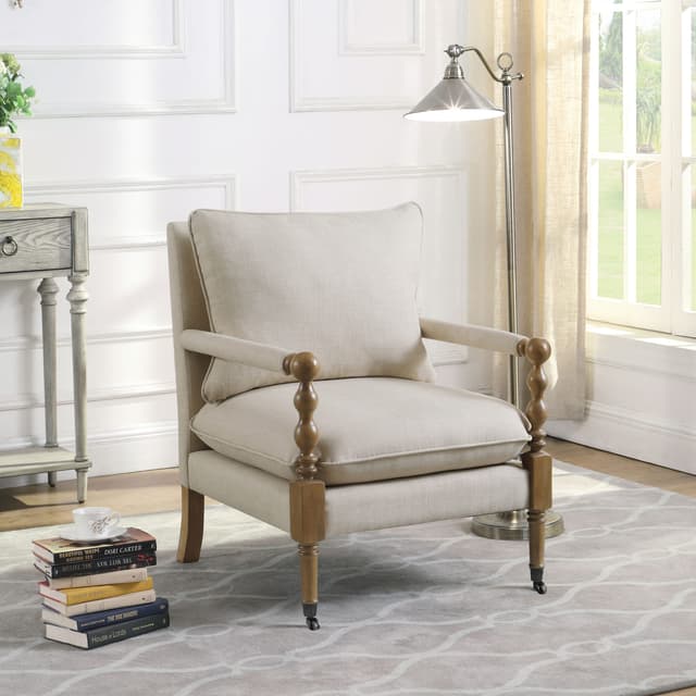 Dempsy Upholstered Accent Chair with Casters Beige — photo 2