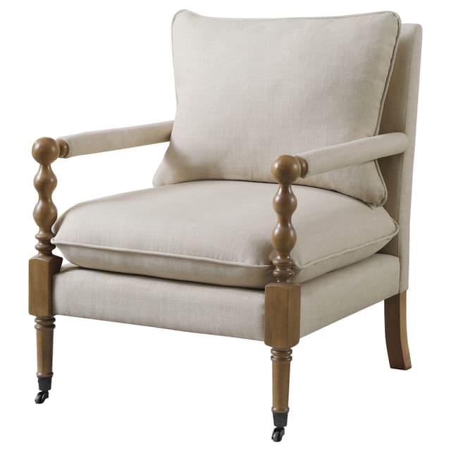Dempsy Upholstered Accent Chair with Casters Beige — photo 4