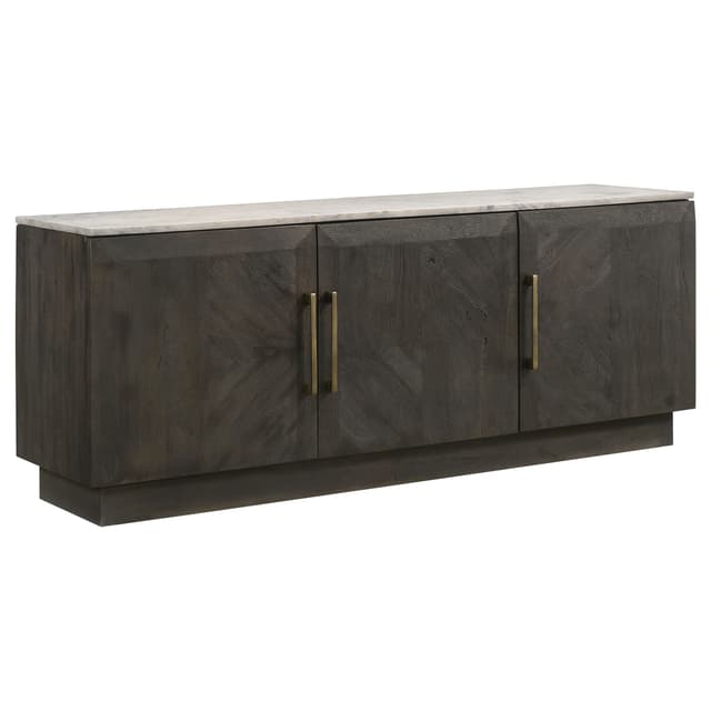 Dennis 3-door Marble Top Sideboard Buffet Tobacco Grey — photo 1