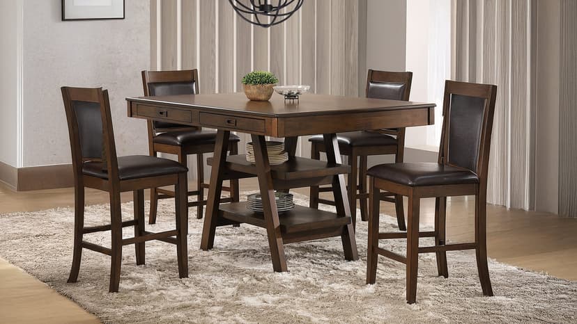 Dewey 5-piece Rectangular Dining Table Set Walnut