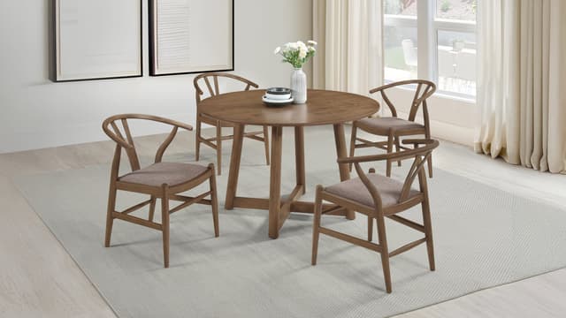Dinah 5-piece Round Solid Wood Dining Set Walnut — photo 1