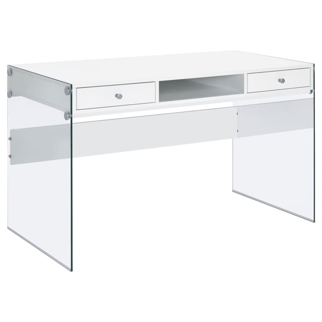 Dobrev 48-inch 2-drawer Writing Desk White High Gloss — photo 1