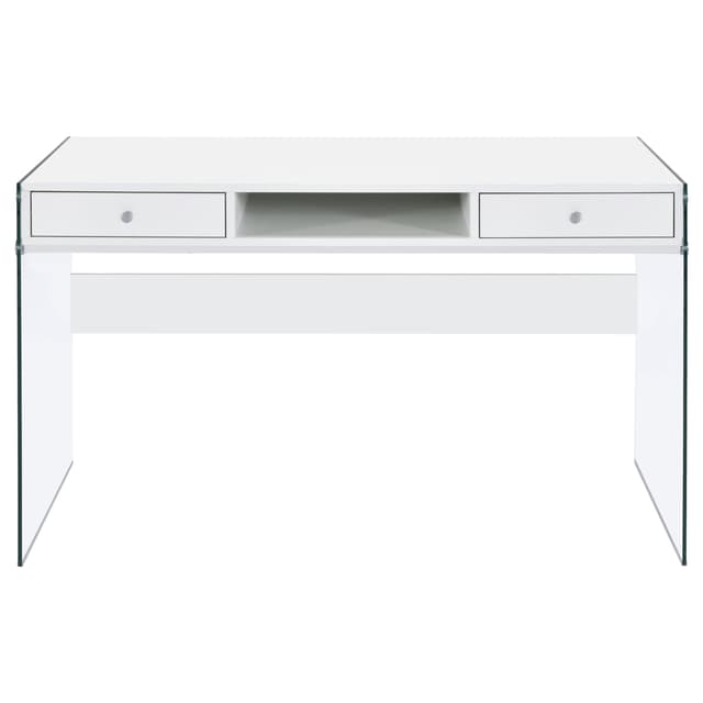 Dobrev 48-inch 2-drawer Writing Desk White High Gloss — photo 4